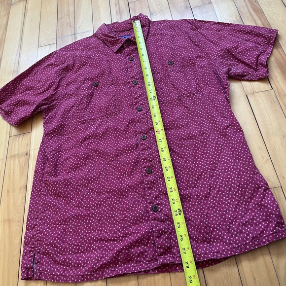 Patagonia Mens Medium Hemp Organic Cotton Short Slv Button Down Shirt Burgundy - Picture 4 of 7